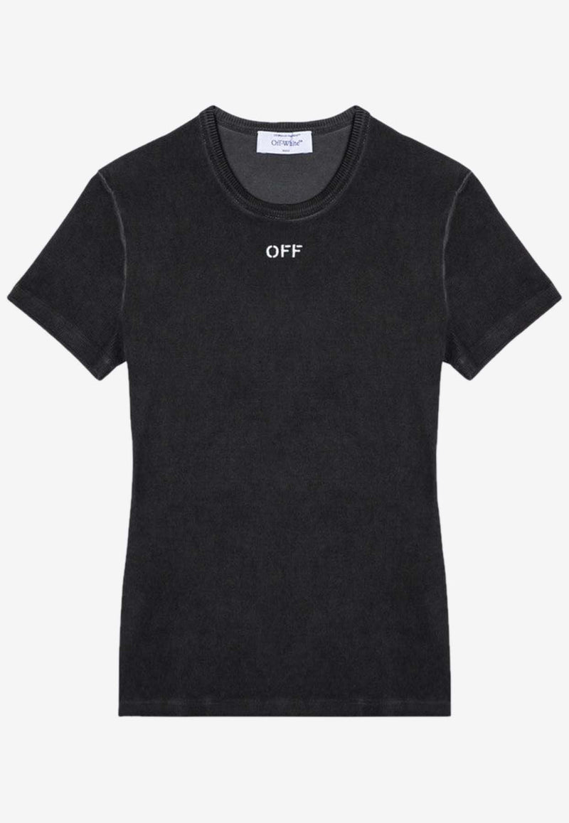 Off-White OFF Stamp Washed Ribbed T-shirt Gray OWAA065F24JER001/P_OFFW-0701