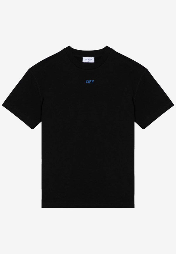 Off-White Embroidered Logo Crewneck T-shirt Black OWAA089F24JER002/P_OFFW-1084