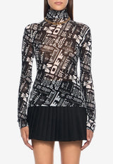 Off-White All-Over Logo Long-Sleeved Mesh Top Black OWAD122F25JER0020C00_BLACK WHIT