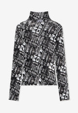 Off-White All-Over Logo Long-Sleeved Mesh Top Black OWAD122F25JER0020C00_BLACK WHIT