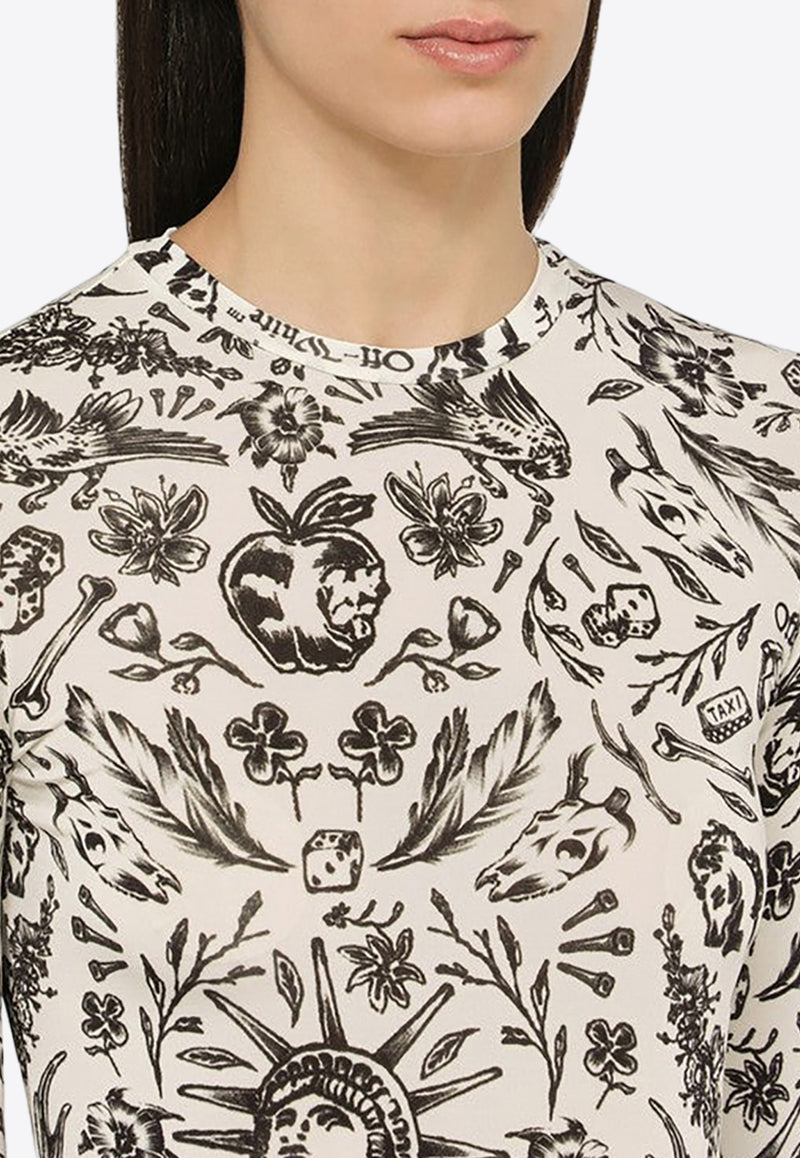 Off-White Tattoo Print Long-Sleeved Top White OWAD136S24JER001/O_OFFW-0110
