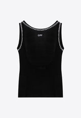 Off-White Pearl-Embellished Ribbed Tank Top Black OWAD258F24JER001/P_OFFW-1001