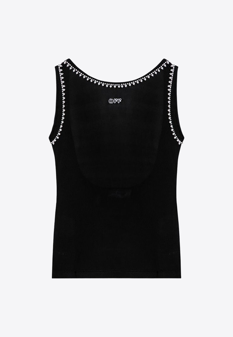 Off-White Pearl-Embellished Ribbed Tank Top Black OWAD258F24JER001/P_OFFW-1001