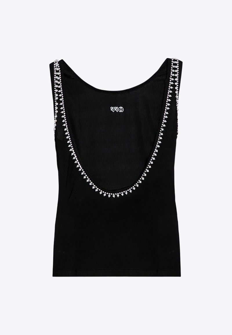 Off-White Pearl-Embellished Ribbed Tank Top Black OWAD258F24JER001/P_OFFW-1001