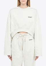 Off-White Logo Print Cropped Hoodie White OWBA069S23JER001/M_OFFW-0410