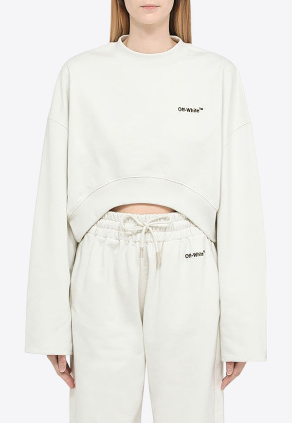 Off-White Logo Print Cropped Hoodie White OWBA069S23JER001/M_OFFW-0410
