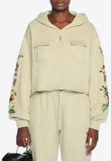 Off-White Floral Half-Zip Sweatshirt Green OWBB06BF25FLE0015010_PRINTED