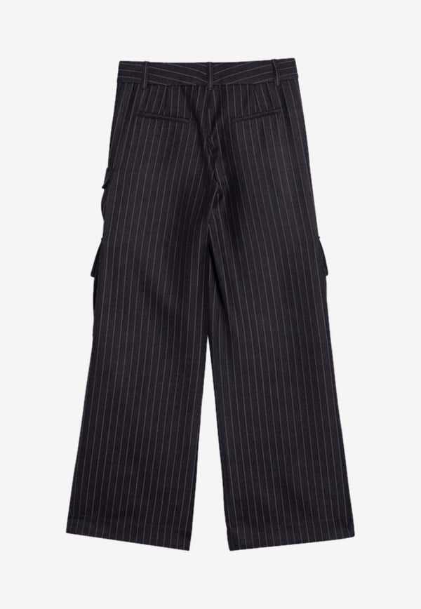 Off-White Logo Pinstripe Cargo Pants Gray OWCF017F24FAB002/P_OFFW-073B