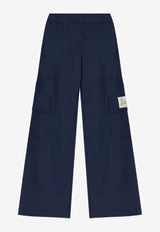 Off-White Logo Patch Wide-Leg Cargo Pants Navy OWCF026F25FAB0024800_NAVY