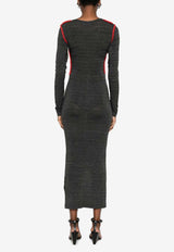 Off-White Contrast Seems Long-Sleeved Midi Dress Gray OWDB54ZF25JER0010826_CHARCOAL
