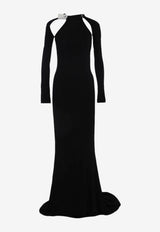 Off-White Crystals Long-Sleeved Maxi Dress Black OWDB55YF25JER0011010_BLACK