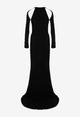 Off-White Crystals Long-Sleeved Maxi Dress Black OWDB55YF25JER0011010_BLACK