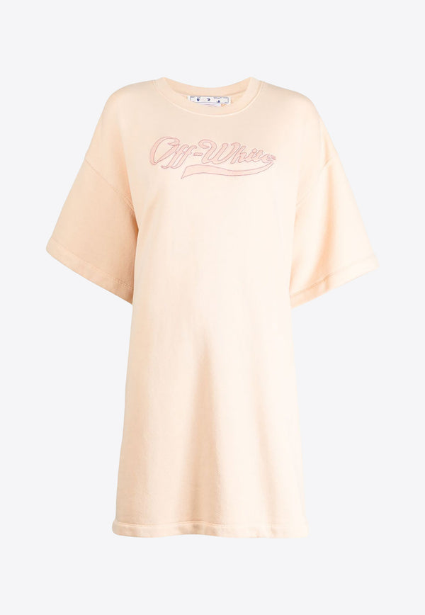 Off-White Logo Embroidered T-shirt Dress OWDE001S23JER006-3132 Nude
