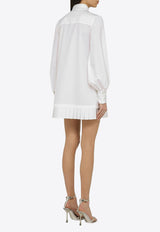 Off-White Logo-Embroidered Pleated Shirt Dress OWDG008S24FAB001/O_OFFW-0101