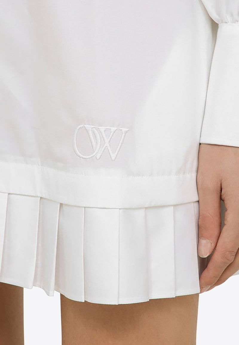 Off-White Logo-Embroidered Pleated Shirt Dress OWDG008S24FAB001/O_OFFW-0101