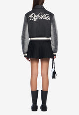 Off-White Gothic Class Varsity Bomber Jacket Gray OWEK00MF25DEN0010801_GREY