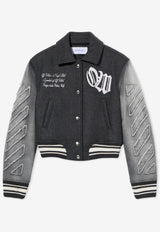 Off-White Gothic Class Varsity Bomber Jacket Gray OWEK00MF25DEN0010801_GREY