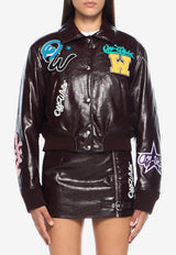 Off-White Crinkled Coated Varsity Jacket Brown OWEK00MF25FAB0016E01_CHOCOLATE