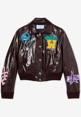 Off-White Crinkled Coated Varsity Jacket Brown OWEK00MF25FAB0016E01_CHOCOLATE