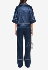 Off-White Jacquard Satin Pajama Shirt Blue OWGG008F25FAB0014800_BLUE