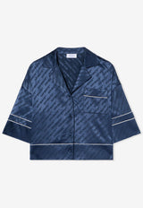 Off-White Jacquard Satin Pajama Shirt Blue OWGG008F25FAB0014800_BLUE