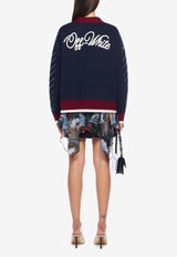 Off-White Jacquard Knit Varsity Cardigan Navy OWHB04GF25KNI0014801_NAVY