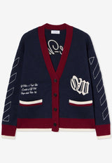 Off-White Jacquard Knit Varsity Cardigan Navy OWHB04GF25KNI0014801_NAVY