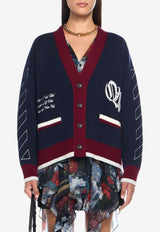 Off-White Jacquard Knit Varsity Cardigan Navy OWHB04GF25KNI0014801_NAVY