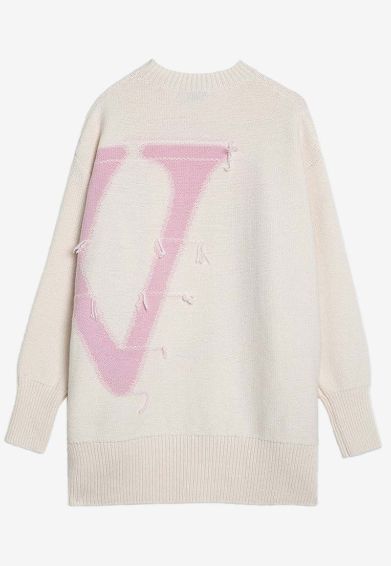 Off-White Maxi Logo Knitted Wool Sweater Cream OWHE102F24KNI001/P_OFFW-0A3B