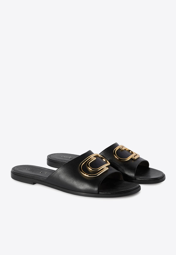 Off-White Paperclip Leather Slides OWIC015S23LEA003-1076 Black