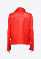 Off-White Oversized Biker Leather Jacket OWJG009S23LEA001-2901 Red