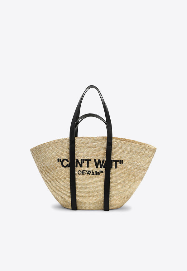 Off-White Day Off Woven Raffia Tote Bag Beige OWNA232F24FAB001/P_OFFW-6110