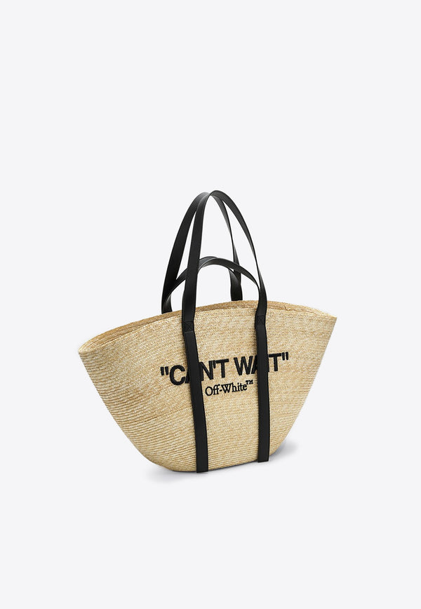 Off-White Day Off Woven Raffia Tote Bag Beige OWNA232F24FAB001/P_OFFW-6110