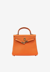 Kelly 25 in Orange Togo with Gold Hardware