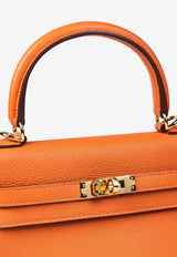 Kelly 25 in Orange Togo with Gold Hardware