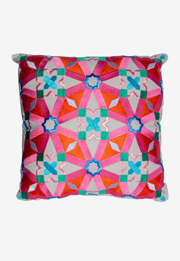Stitch Oriental Pattern Cushion 
 Multicolor EE10033PG