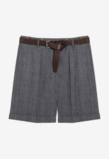 Prada Belted Wool Mini Skirt Gray P102LKOOO15DK/P_PRADA-F0308