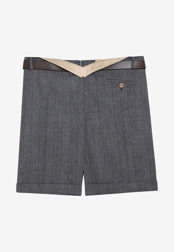 Prada Belted Wool Mini Skirt Gray P102LKOOO15DK/P_PRADA-F0308