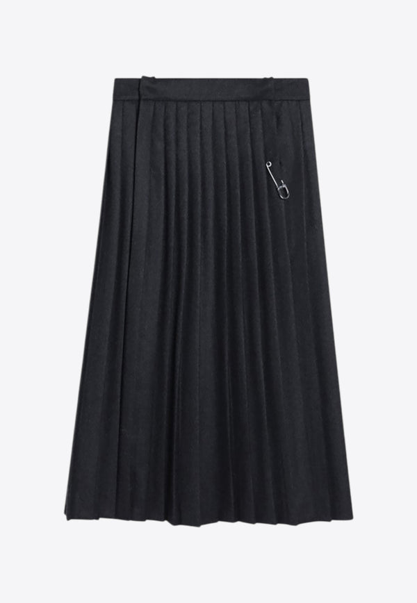Prada Safety-Pin Pleated Midi Skirt Gray P118ZOOO11GZ/R_PRADA-F0308