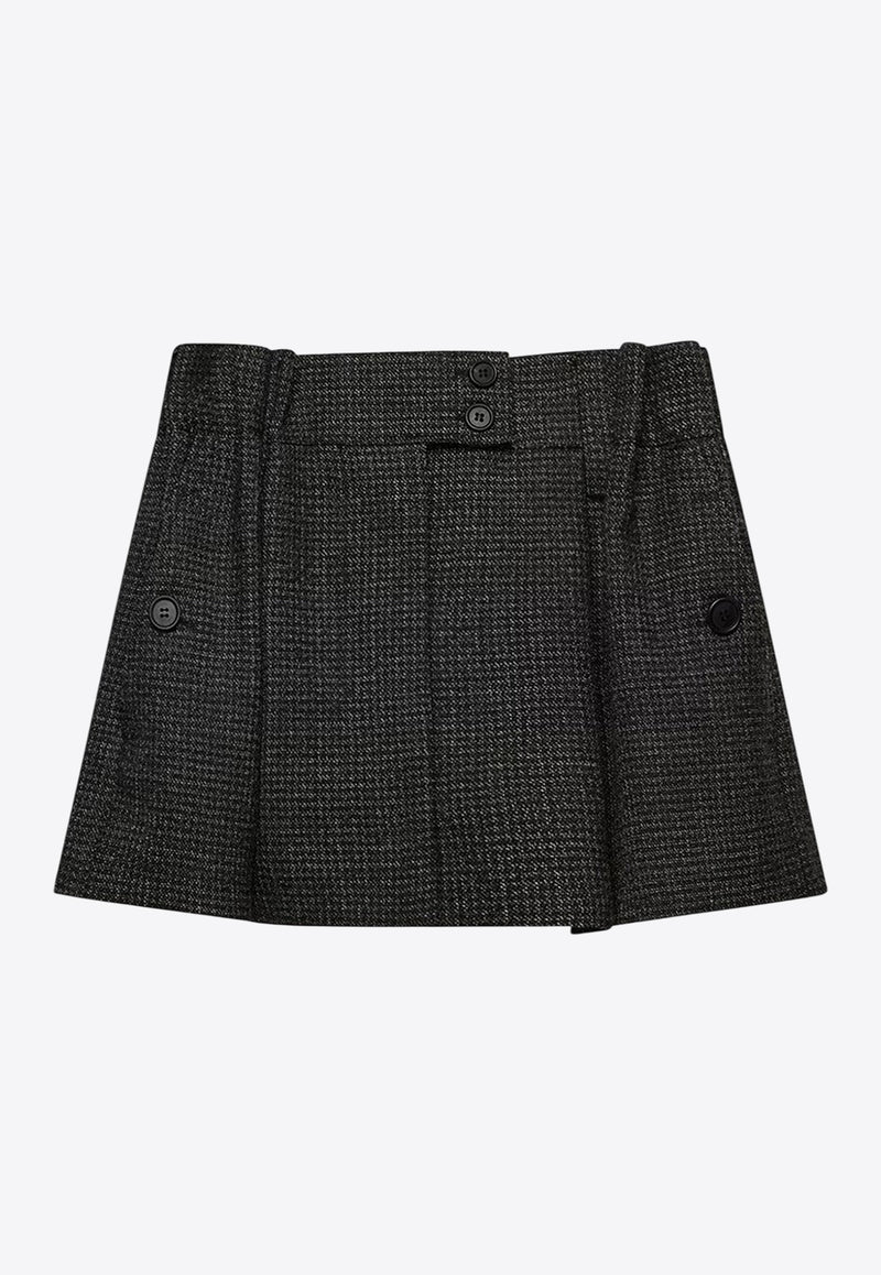 Prada Wool Mini Skirt with Vichy-Pattern Black P132ZGOOO17YS/R_PRADA-F0967