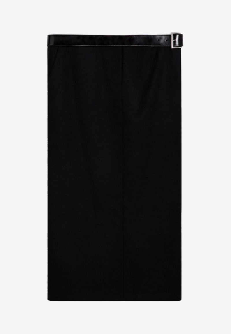 Prada Wool Belted Midi Skirt Black P186KEOOO155E/P_PRADA-F0002