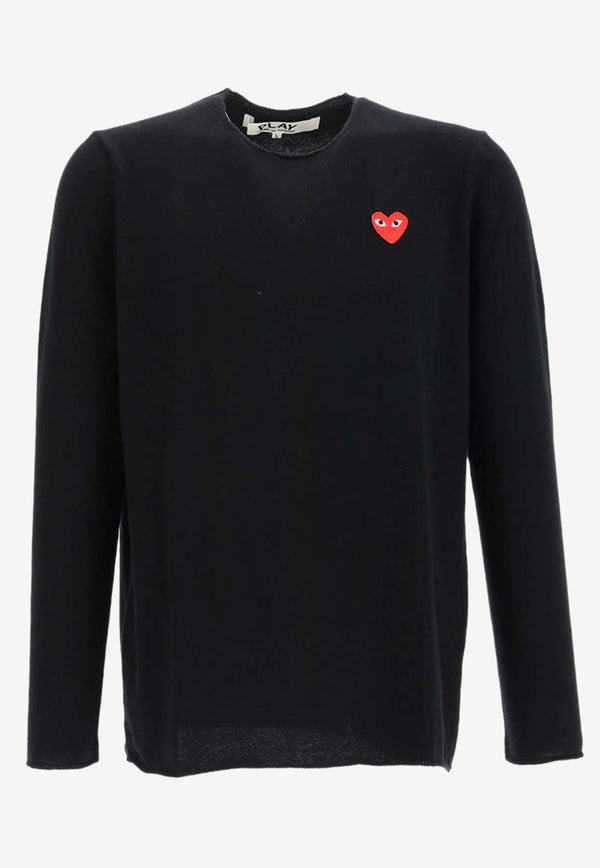 Comme Des Garçons Play Play Heart Wool Knit Sweater P1N068_000_BLACK