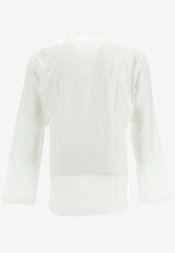 Comme Des Garçons Play Logo-Embroidered Long-Sleeved T-shirt P1T118_000_WHITE