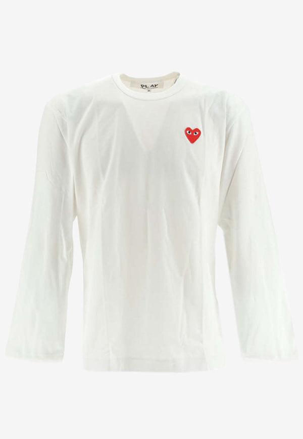 Comme Des Garçons Play Logo-Embroidered Long-Sleeved T-shirt P1T118_000_WHITE
