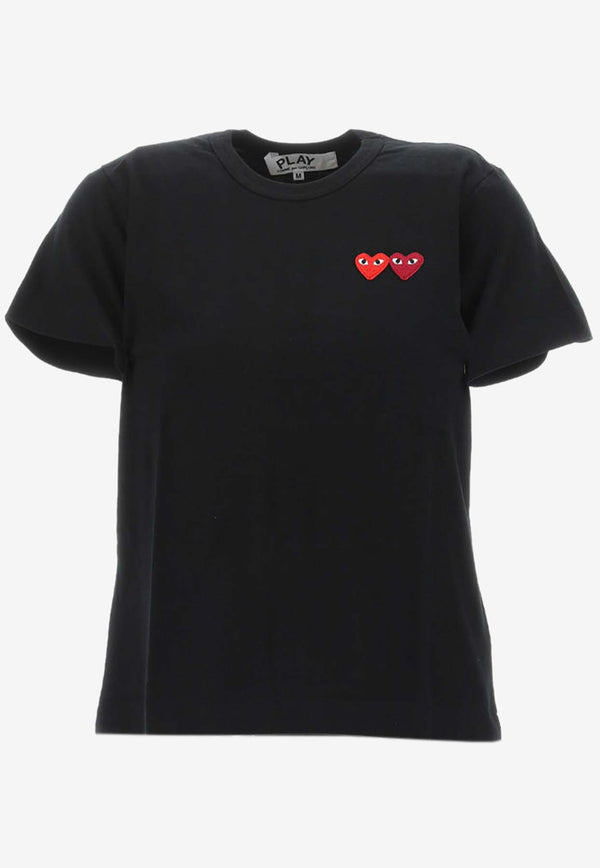 Comme Des Garçons Play Double Hearts Crewneck T-shirt P1T225_000_BLACK