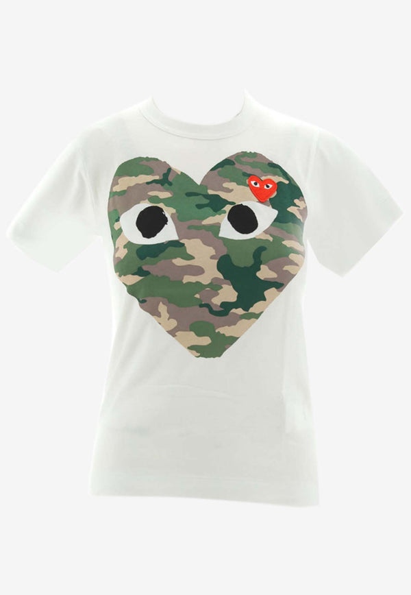 Comme Des Garçons Play Camouflage Heart Crewneck T-shirt P1T241_000_WHITE