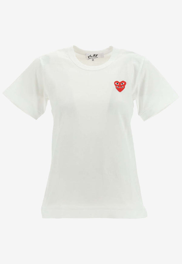 Comme Des Garçons Play Logo-Embroidered Crewneck T-shirt P1T287_000_WHITE