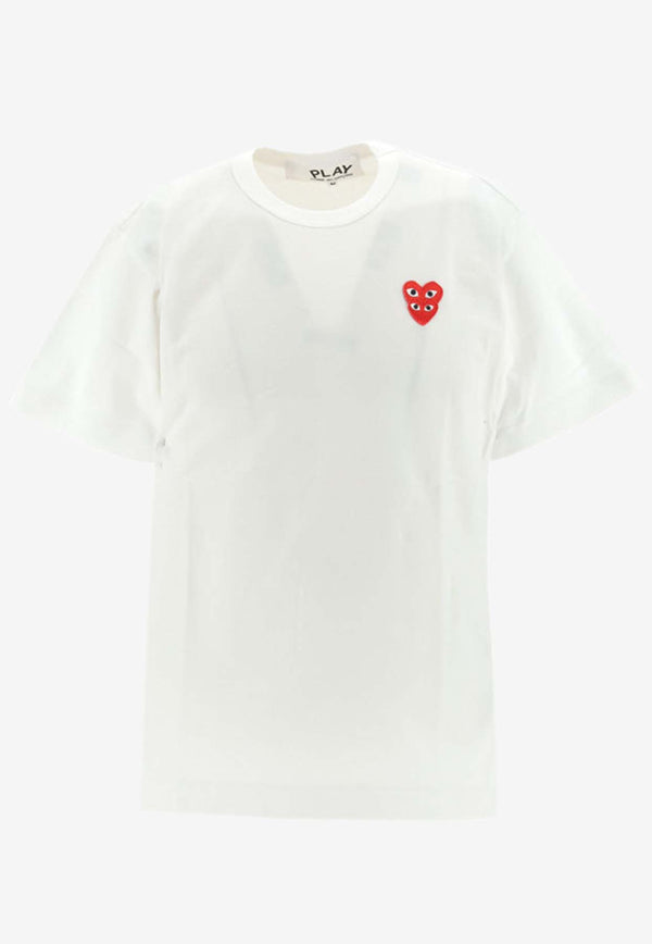 Comme Des Garçons Play Logo-Embroidered Crewneck T-shirt P1T288_000_WHITE