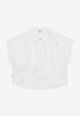 Il Gufo Girls Stretch Poplin Shirt  White P24CC098C0061-ACO/O_GUFO-010