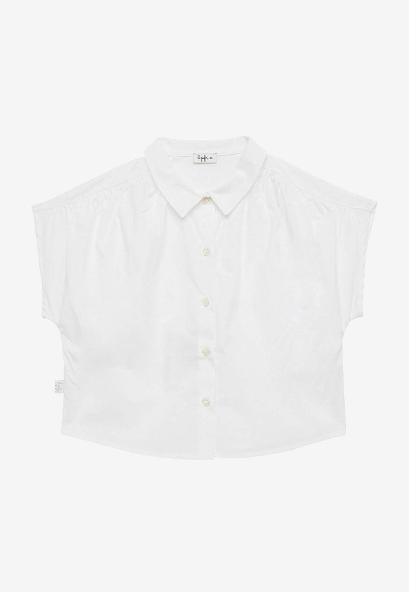 Il Gufo Girls Stretch Poplin Shirt  White P24CC098C0061-ACO/O_GUFO-010